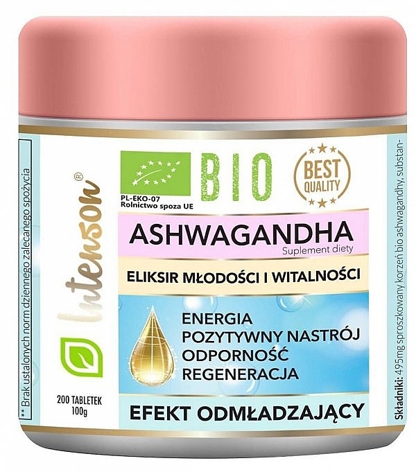 Ashwagandha Dietary Supplement, 100 g, tablets - Intenson Bio Ashwagandha — photo N1