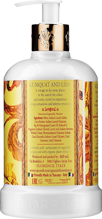 Natural Liquid Soap "Kumquat & Lime" - Saponificio Artigianale Fiorentino Kumquat and Lime Luxury Liquid Soap — photo N11