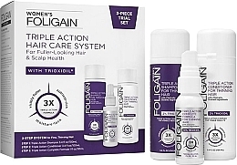 Fragrances, Perfumes, Cosmetics Set - Foligain Triple Action Hair Care System For Women (shm/100ml + cond/100ml + ser/30ml)