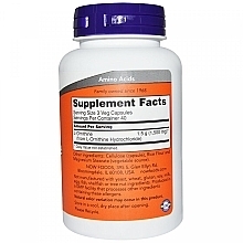 Dietary Supplement "L-Ornithine", 500 mg - Now Foods L-Ornithine Veg Capsules — photo N2