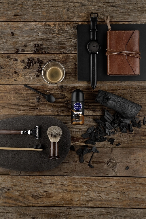 Men Roll-On Deodorant - NIVEA Men Deep Black Carbon Espresso Anti-Perspirant — photo N5