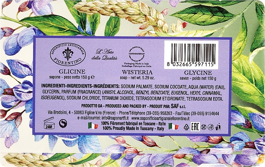 Natural Soap "Wisteria" - Saponificio Artigianale Fiorentino Masaccio Wisteria Soap — photo N3