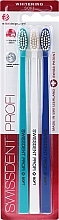 Fragrances, Perfumes, Cosmetics Toothbrush Set, extra soft, dark blue + blue + white - Swissdent Profi Whitening Soft Trio-Pack