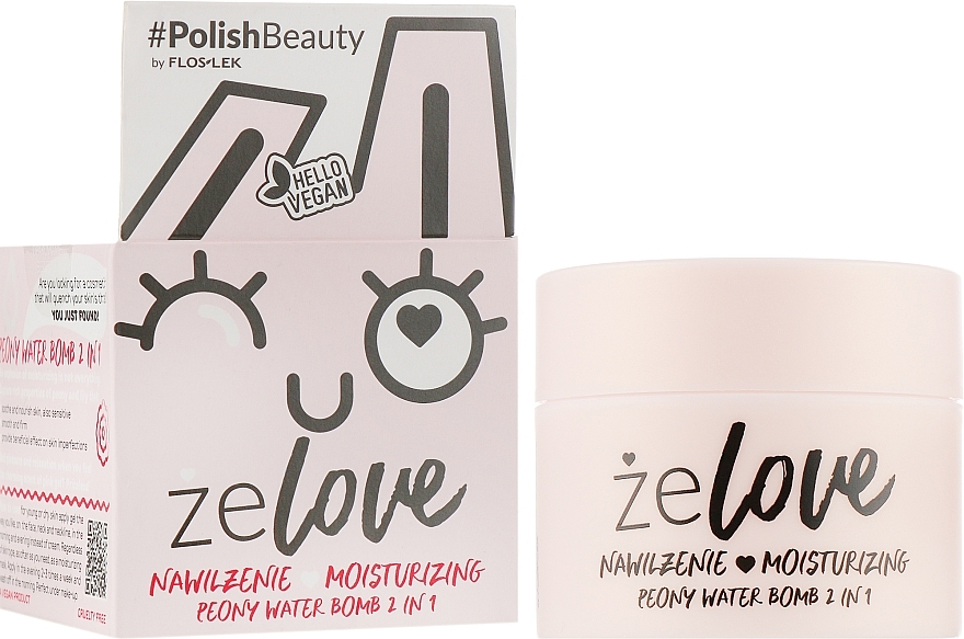 Moisturizing Face, Neck & Decollete Gel - FlosLek ZeLove Moisturizing Peony Water Bomb 2in1 — photo N3