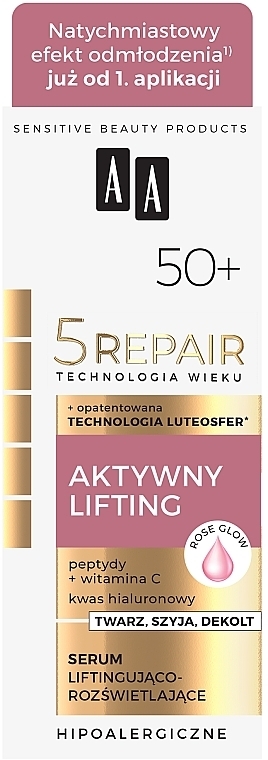Face Lifting Serum - AA Cosmetics Technologia Wieku 5Repair 50+ Serum — photo N2
