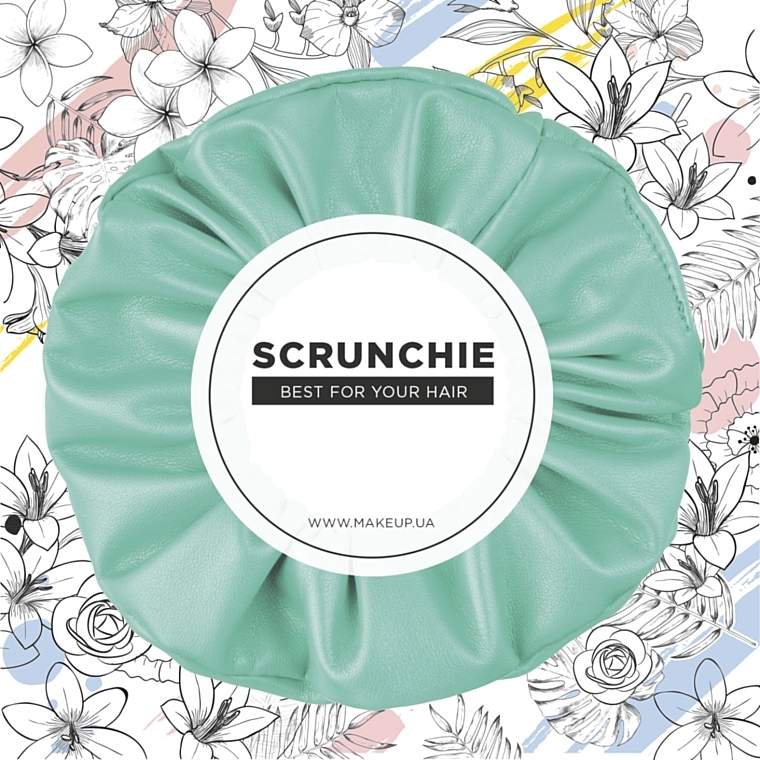 Faux Leather Classic Scrunchie, mint - MAKEUP Hair Accessories — photo N1