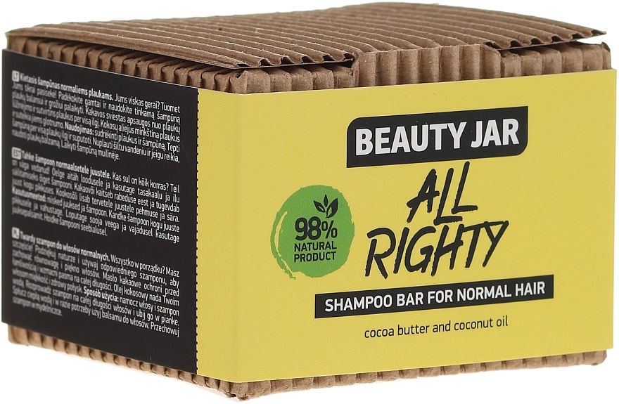 Solid Shampoo for Normal Hair with Coconut Oil & Cocoa - Beauty Jar All Righty Shampoo — photo N1