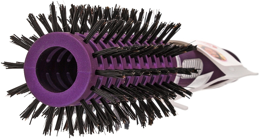 Round Massage Hair Brush, nylon bristles, lilac - Titania — photo N2