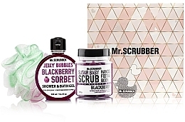 Fragrances, Perfumes, Cosmetics Set - Mr.Scrubber "Blackberry" (body/scr/300 g + sh/gel/300 ml + sh/sponge)