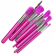 Neon-Pink Makeup Brush Set, 10 pcs. - Beauty Design — photo N3
