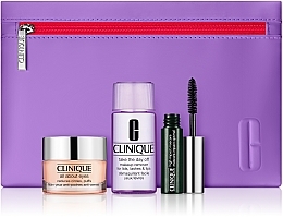 Fragrances, Perfumes, Cosmetics Set - Clinique All About Eyes X-mas Set (mascara/3.5ml + dem/30ml + eye/cr/15ml + pouch)