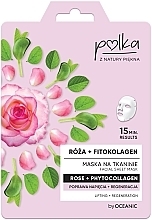 Fragrances, Perfumes, Cosmetics Sheet Mask "Rose and Phytocollagen" - Polka Rose And Phytocollagen Facial Sheet Mask