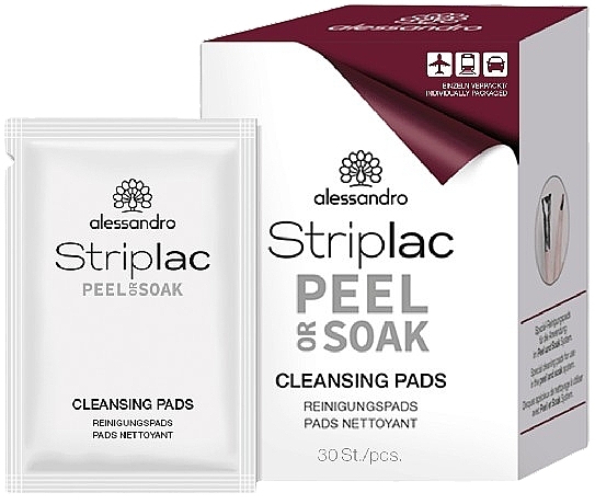 Nail Polish Remover Wipes - Alessandro International Striplac Peel Or Soak Cleansing Pads — photo N1