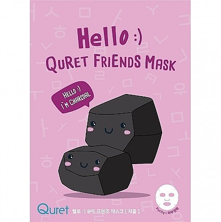 Charcoal Face Mask - Quret Hello Friends Mask Charcoal — photo N1