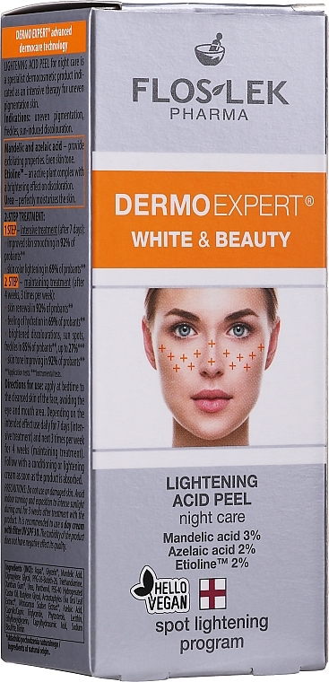 Brightening Night Acid Peeling - Floslek White & Beauty Night Peeling — photo N2