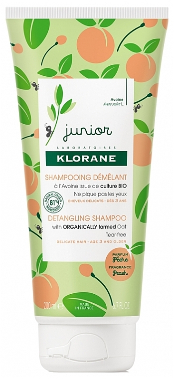 Peach Shampoo - Klorane Junior Peach Detangling Shampoo — photo N4