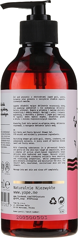 Shower Gel 'Goji Berries & Cherry' - Yope Shower Gel — photo N2