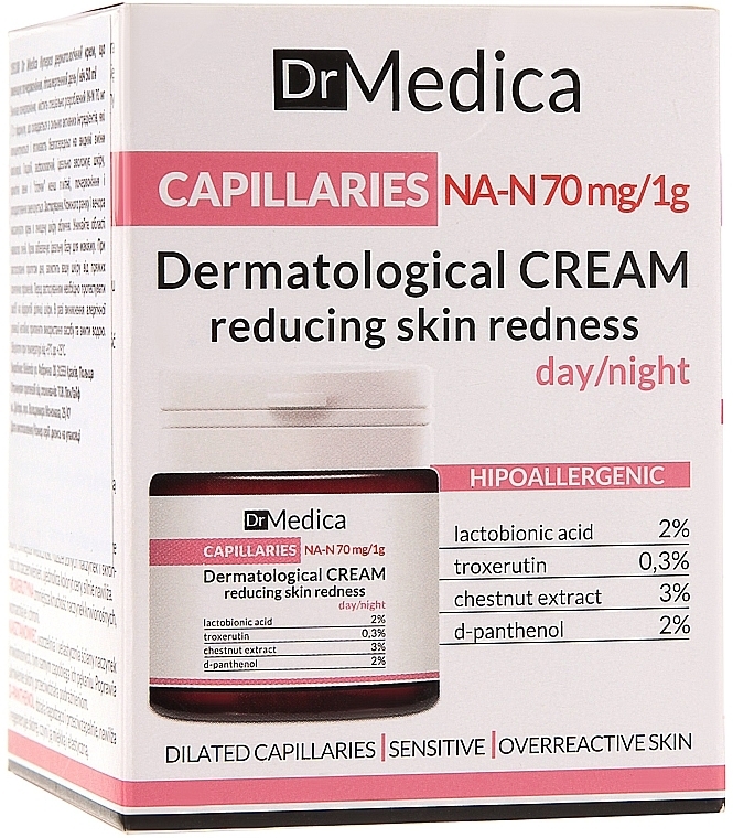 Dermatological Hypoallergenic Anti-Redness Cream - Bielenda Dr Medica Capillaries Dermatological Redness Reducing Cream — photo N3