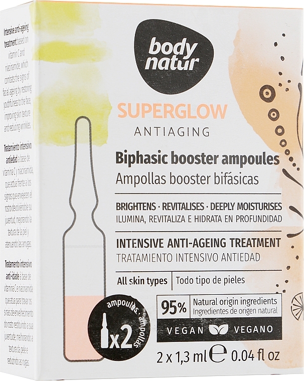 Biphasic Face Ampoules - Body Natur Superglow Antiaging Biphasic Booster Ampoules — photo N5