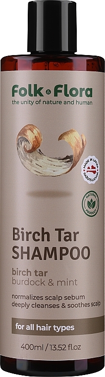 Birch Tar Shampoo for All Hair Types - Folk&Flora Birch Tar Shampoo — photo N1