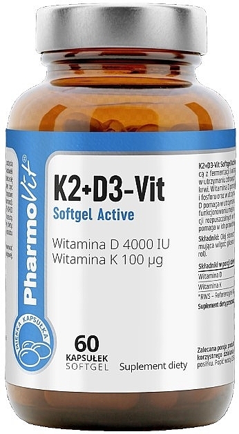 Vitamin K2 + D3 Softgels - Pharmovit Clean Label K2 + D3-Vit Softgel Active — photo N1