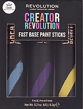 Makeup Stick Set - Makeup Revolution Creator Fast Base Paint Stick Set Light Blue, Purple & Yellow — photo N1