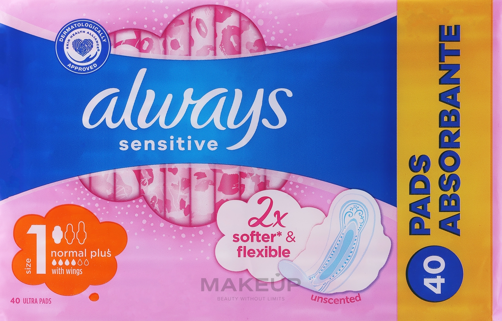 Sanitary Napkins, 40 pcs - Always Ultra Sensitive Normal Quattro — photo 40 pcs.