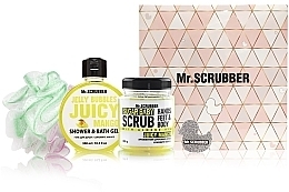 Fragrances, Perfumes, Cosmetics Set - Mr.Scrubber "Juicy Mango" (body/scr/300 g + sh/gel/300 ml + sh/sponge)