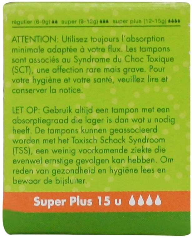 Organic Cotton Tampons "Super Plus", 15 pcs - Masmi Silver Care — photo N24