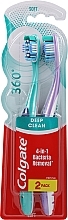 Whole Mouth Clean Soft Toothbrushes, purple and green - Colgate 360 Whole Mouth Clean Soft — photo N2