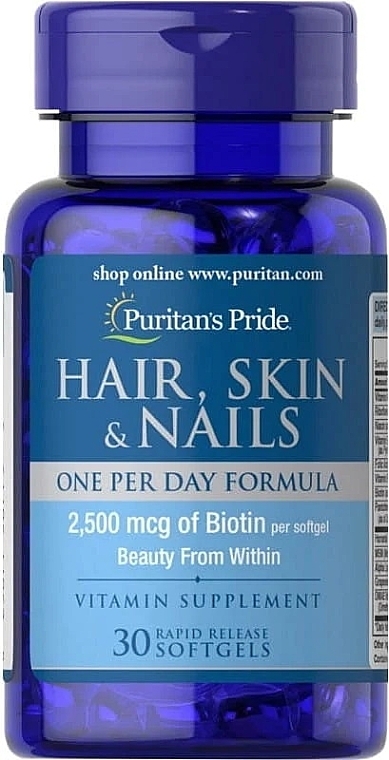 Supplement 'Hair, Skin, Nails' - Puritan's Pride Hair Skin Nails (One perday formula) 2500 mcg of Biotin — photo N2