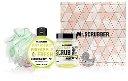 Fragrances, Perfumes, Cosmetics Set - Mr.Scrubber Pineapple (body/scr/300 g + sh/gel/300 ml + sh/sponge)