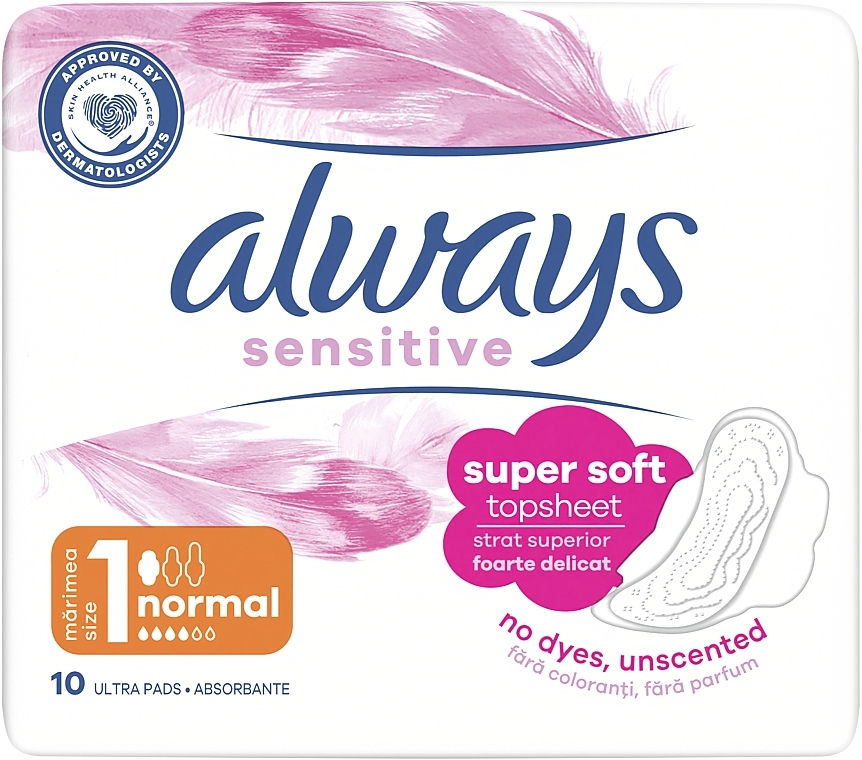 Sanitary Pads, 10pcs - Always Sensitive Ultra Normal Plus — photo N1