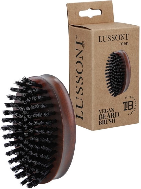 Beard Brush with Vegan Bristles - Lussoni Men Vegan Beard Brush Oval — photo N3