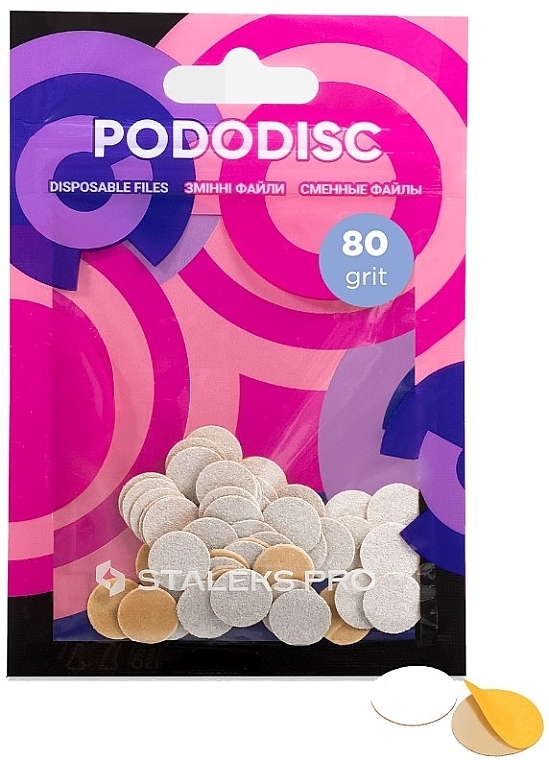 Pedicure Disc Refills "Pododisc", XS, white, 80 grit, 50 pcs - Staleks Pro — photo N1