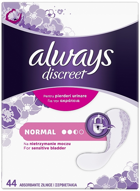 Sanitary Pads, 44pcs - Always Discreet Normal — photo N1