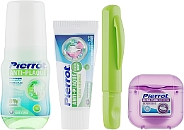 Fragrances, Perfumes, Cosmetics Travel Set, green - Pierrot Compact Dental Kit (m/wash/60ml + tpst/25ml + floss/30m + tbrsh/1pc)