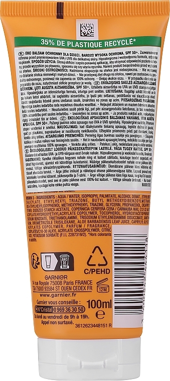 Sunscreen Body Lotion - Garnier Ambre Solaire Kids Lotion SPF50 — photo N3