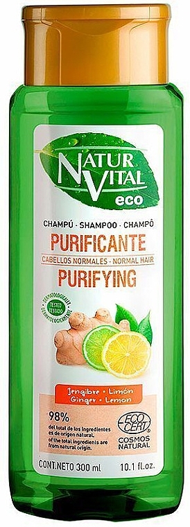 Cleansing Shampoo for All Hair Types - Natur Vital Eco Purifying Ginger & Lemon Shampoo — photo N1