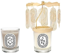 Fragrances, Perfumes, Cosmetics Set - Diptyque Amber And Firewood Candle Carousel Gift Set (candle/2x70 g + acc/1 pc)