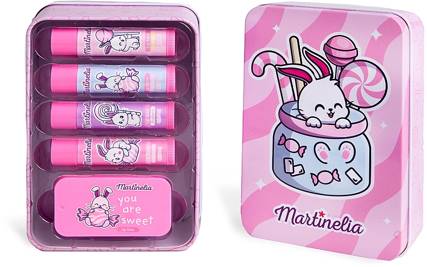 Lip Set - Martinelia Yummy Makeup Tin Box (lip/balm/4 pcs + lip/gloss/1 pcs) — photo N2