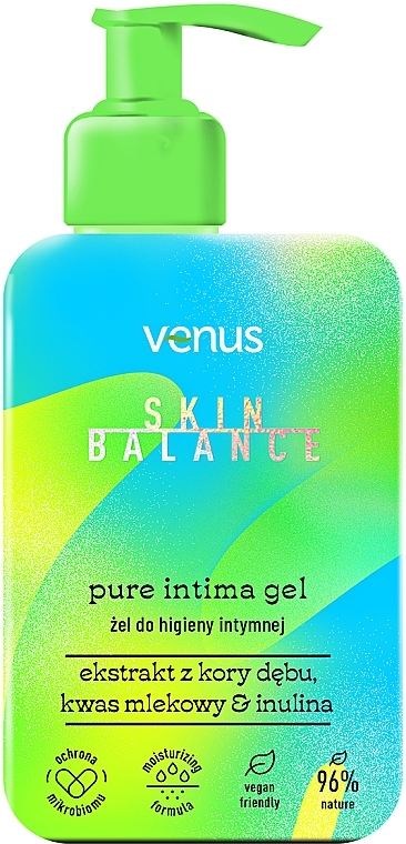 Intimate Wash Gel with Oak Bark Extract, Lactic Acid & Inulin - Venus Skin Balance Pure Intima Gel — photo N1