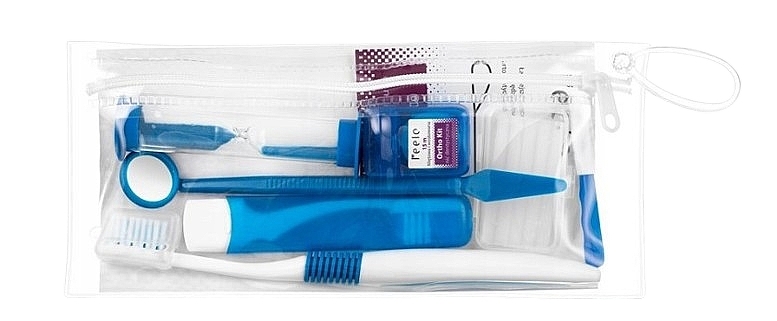 Orthodontic Set in Cosmetic Bag, blue - Feelo Ortho Kit — photo N1