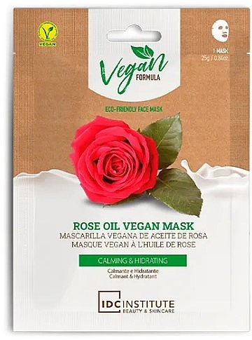 Rose Oil Sheet Mask - IDC Institute Vegan Formula Rose Oil Face Mask — photo N1