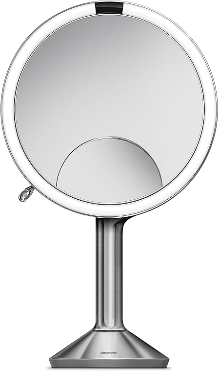 Round Touch Mirror, 20 cm, silver - Simplehuman Sensor Touch Control Trio Mirror — photo N1