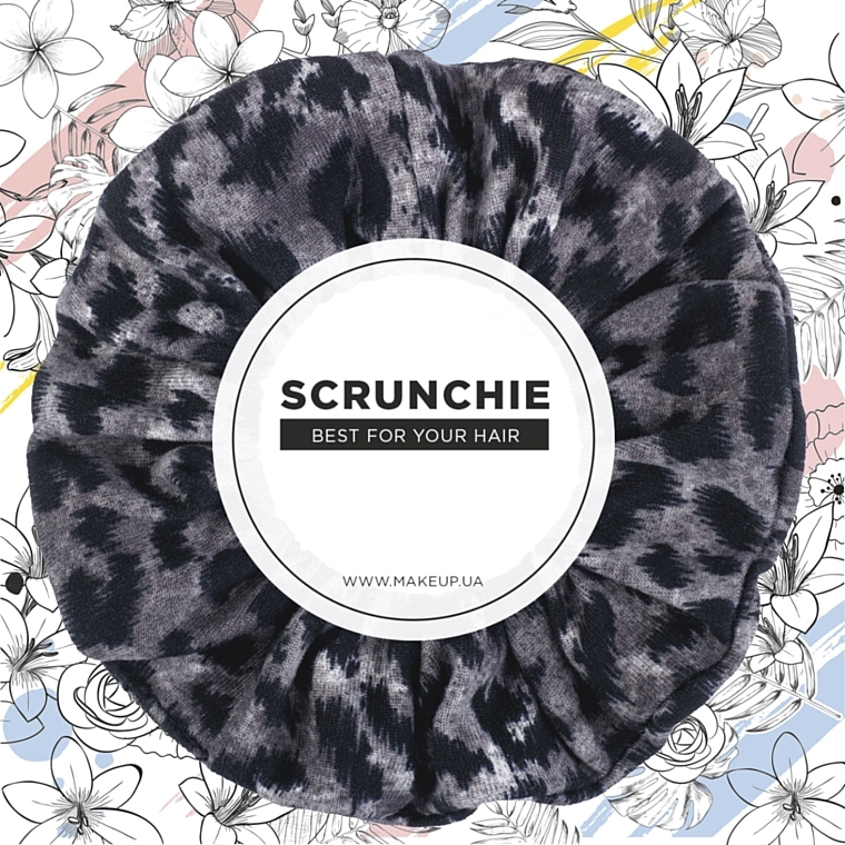 Knit Fashion Classic Hair Scrunchie, grey leopard - MAKEUP Hair Accessories — photo N5