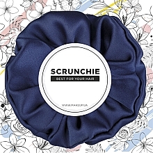 Fragrances, Perfumes, Cosmetics Scrunchie, Dark Blue - MakeUp Satin Classic Scrunchie