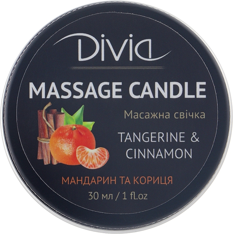 Hand & Body Massage Candle "Tangerine & Cinnamon", Di1570 (30 ml) - Divia Massage Candle Hand & Body Tangerine & Cinnamon Di1570 — photo N1