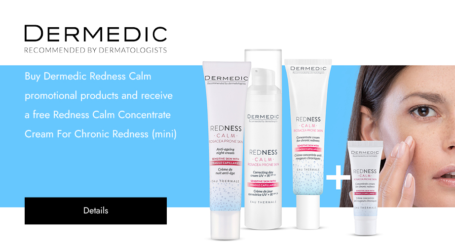 Buy Dermedic Redness Calm promotional products and receive a free Redness Calm Concentrate Cream For Chronic Redness (mini)