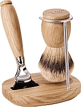 Shaving Set - Acca Kappa Shaving Set In Varnished Oak Wood And Chrome Plated Metal (razor/1pc + brush/1pc + stand/1pc) — photo N1